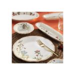 Fecra Doğa 14 Parça 6 Kişilik Beyaz Porselen Kahvaltı Seti Doğal Temalı Şık Tasarım - Görsel 2
