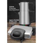 Goldmaster Inox Avantajlı Ikili Set Paketi Paslanmaz Çelik Çay Makinesi ve Su Isıtıcısı Tost Izgara Makinesi - Görsel 2