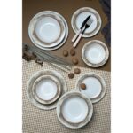 Tabak Evi Hare Yemek Takımı 6 Kişilik 24 Parça Çok Renkli Dayanıklı Stoneware - Görsel 3