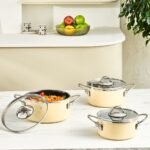 Karaca Erva Emaye Indüksiyon Tabanlı 6 Parça Midi Tencere Seti Krem