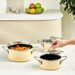 Karaca Erva Emaye Indüksiyon Tabanlı 6 Parça Midi Tencere Seti Krem - Görsel 2