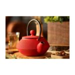 Taşev Bambum Linden - Sümbül 800 Ml Kırmızı Döküm Çaydanlık - Görsel 2