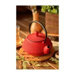 Taşev Bambum Linden - Sümbül 800 Ml Kırmızı Döküm Çaydanlık - Görsel 3