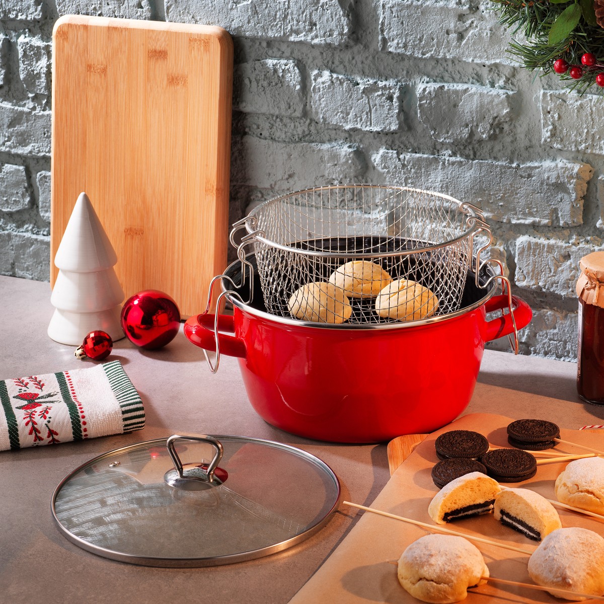 110000666160681-1.jpg Schafer Fry Çıtır Kızartma Tenceresi 22 cm Kırmızı - Görsel 1