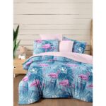 My Story Lastikli Çarşaflı Çift Kişilik Nevresim Takımı Flamingo - Görsel 2