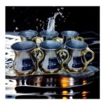 Yıldız Çelik Lüks Krom Çekiç Dövme 6'lı Büyük Maşrafa & Bardak