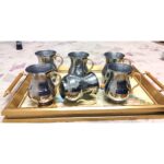 Yıldız Çelik Lüks Krom Çekiç Dövme 6'lı Büyük Maşrafa & Bardak - Görsel 3