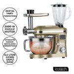 Icotech SM50 Gold LED Ekranlı Hamur Mayalama Kıyma Çekme Blender 2000W 6,5 Litre Stand Mikser Mutfak Şefi Hamur Yoğurma Makinesi - Görsel 2