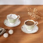 Emsan Romantic New Bone Kahve Fincan Takımı 2 Parça Desenli Yeşil Porselen 90 ml