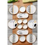 Kitchen Life 14 Parça 6 Kişilik Axial Stackable Kahvaltı Takımı - Lüx Kahvaltılık Sunum Seti Tabağı