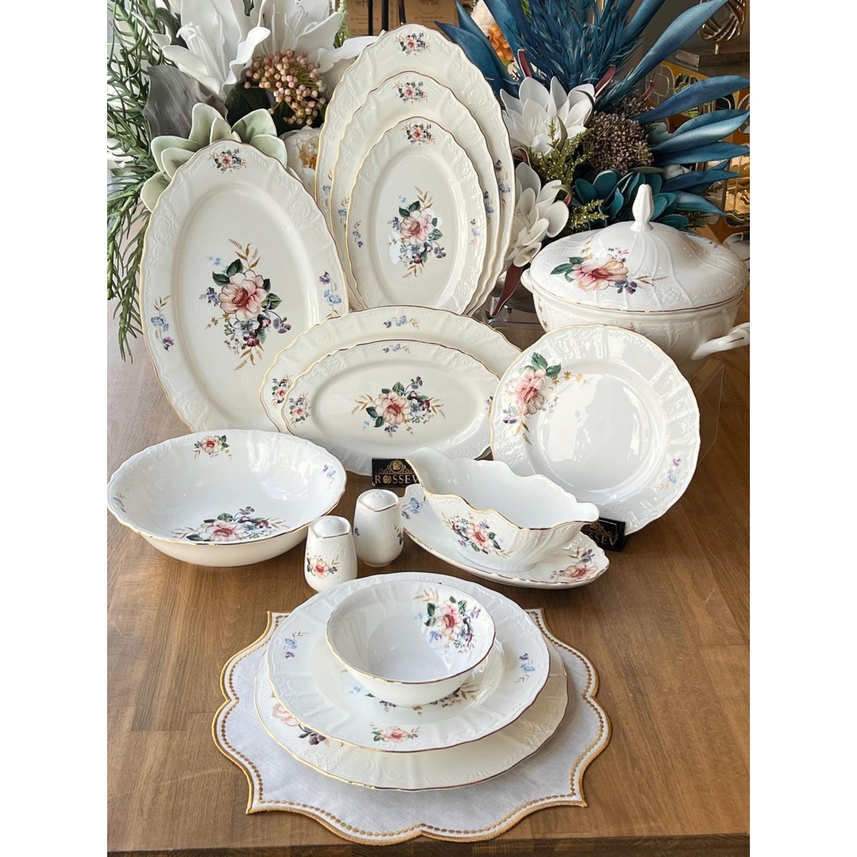 110000677658713.jpg Rossev Yemek Takımı Lıttle Garden 62 Parça 12 Kişilik - Görsel 1