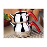 Ems Çelik Küre Paslanmaz Çelik Çaydanlık Kendinden Süzgeçli Küçük Boy Beyaz