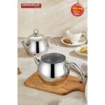 Kahramanlar 2 - 2,99 L Alize Ortaboy Indüksiyon Tabanlı Çaydanlık Takımı Altın Çelik