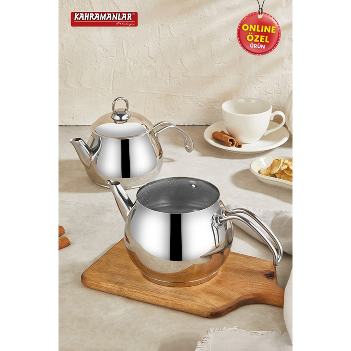 110000681718907.jpg Kahramanlar 2 - 2,99 L Alize Ortaboy Indüksiyon Tabanlı Çaydanlık Takımı Altın Çelik - Görsel 1