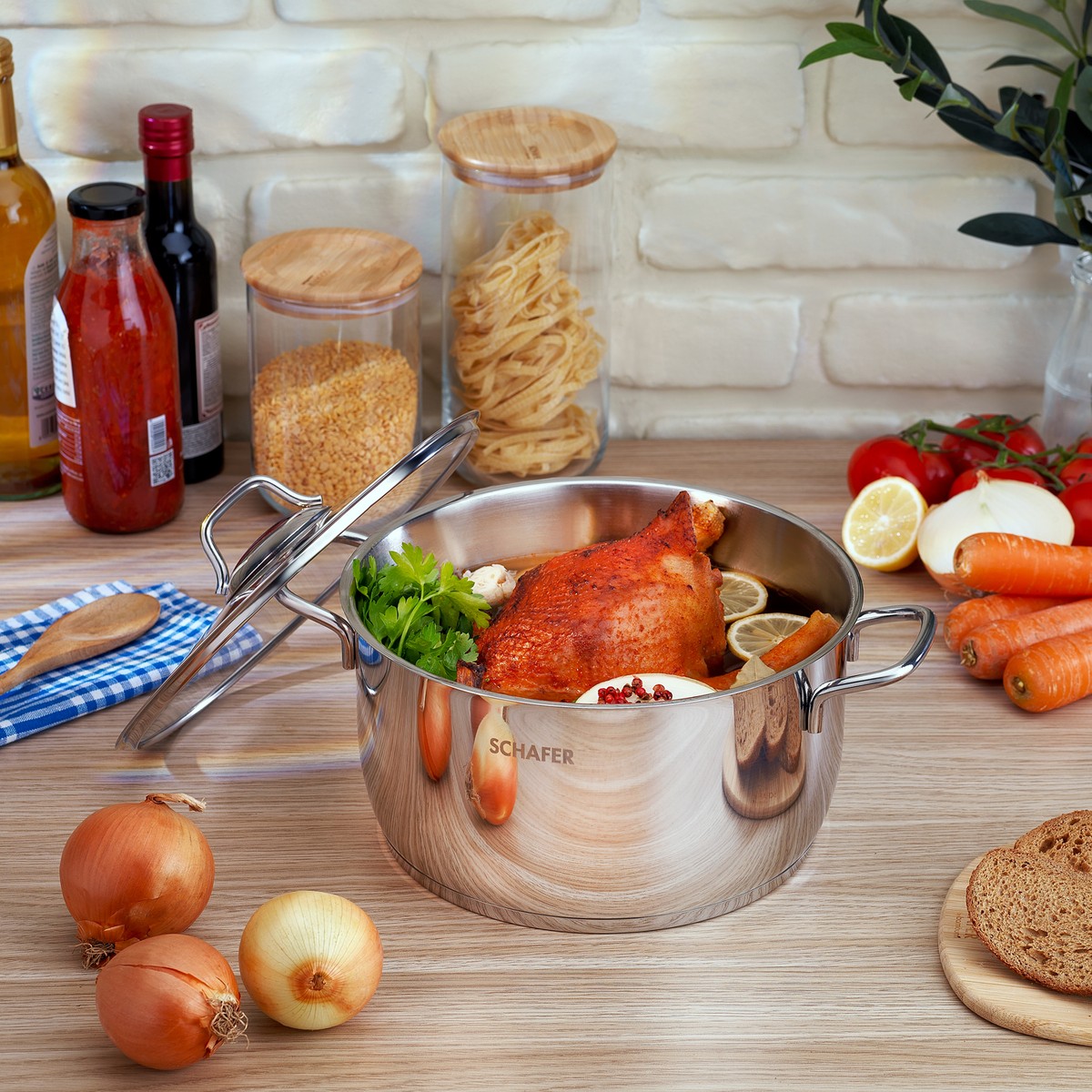 110000687715376.jpg Schafer Held 24 cm Derin Çelik Tencere Inox - Görsel 1