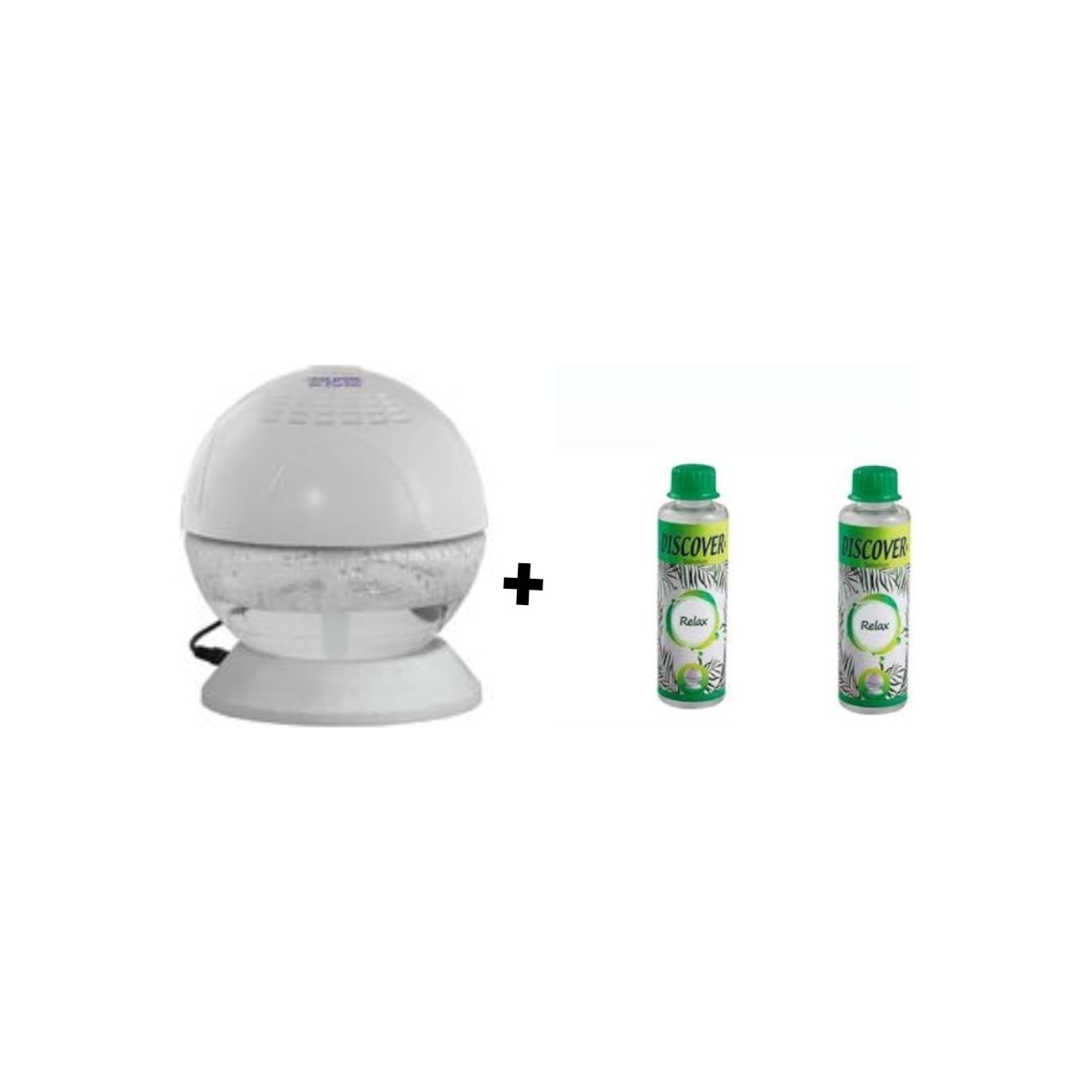 110000688467405.jpg Discover Sihirli Küre Geniş Alan Kokulandırma Makinesi Işıklı Beyaz + 2 Adet 150 Ml. Relax Solüsyonu - Görsel 1