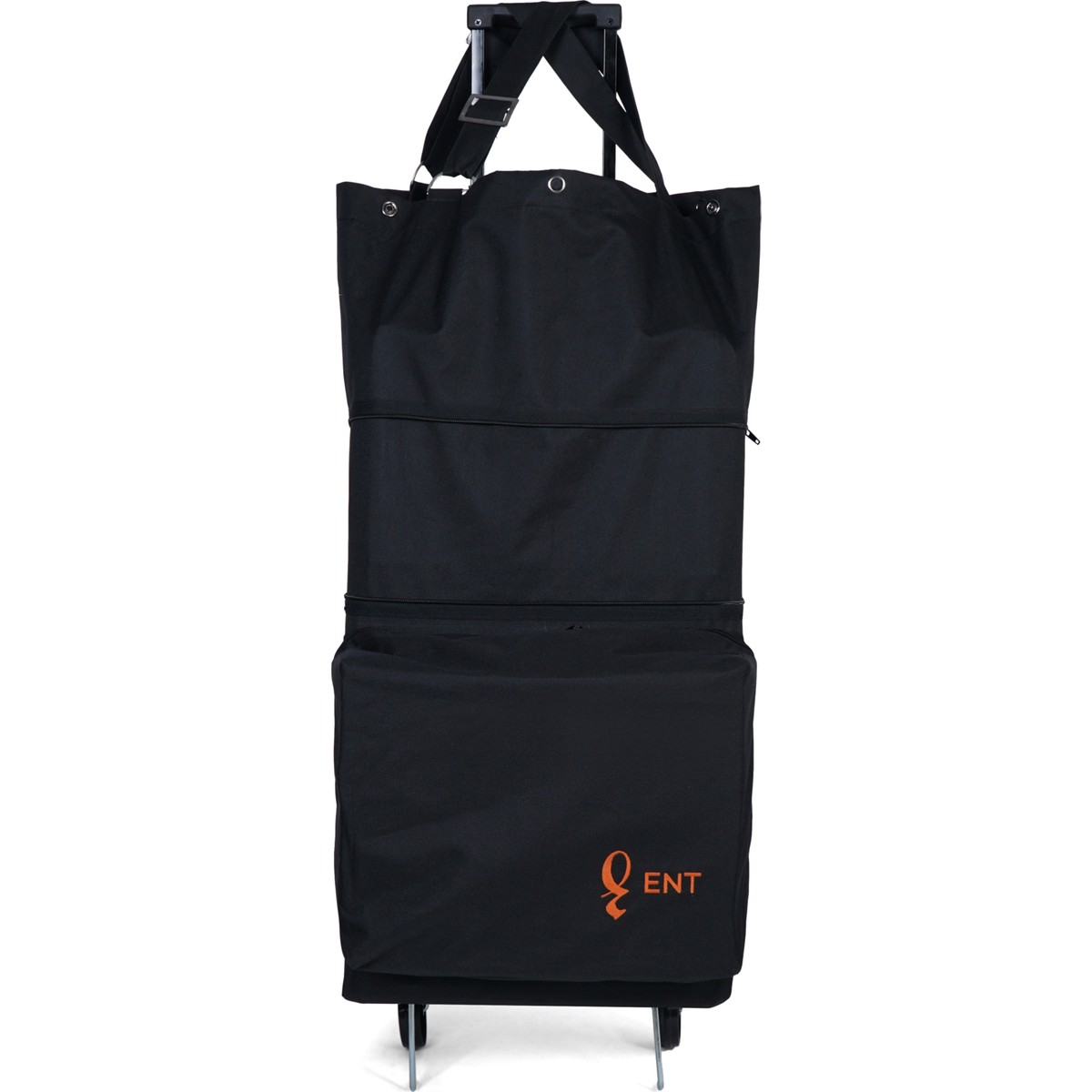 110000688557407.jpg Ent Çanta MİNE Model Sessiz tekerlekli , Çok Fonksiyonlu, Katlanabilir Teleskobik Kollu Seyahat ve Alışveriş Çantası- Siyah - Görsel 1