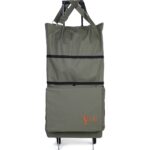 Ent Çanta MİNE Model Sessiz tekerlekli , Çok Fonksiyonlu,  Katlanabilir Teleskobik Kollu Seyahat ve Alışveriş Çantası-Yeşil