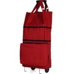 Ent Çanta MİNE Model Sessiz tekerlekli , Çok Fonksiyonlu,  Katlanabilir Teleskobik Kollu Seyahat ve Alışveriş Çantası-Kırmızı