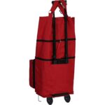 Ent Çanta MİNE Model Sessiz tekerlekli , Çok Fonksiyonlu,  Katlanabilir Teleskobik Kollu Seyahat ve Alışveriş Çantası-Kırmızı - Görsel 2