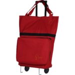 Ent Çanta MİNE Model Sessiz tekerlekli , Çok Fonksiyonlu,  Katlanabilir Teleskobik Kollu Seyahat ve Alışveriş Çantası-Kırmızı - Görsel 3
