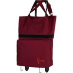 Ent Çanta MİNE Model Sessiz tekerlekli , Çok Fonksiyonlu,  Katlanabilir Teleskobik Kollu Seyahat ve Alışveriş Çantası-Bordo - Görsel 3