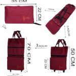 Ent Çanta MİNE Model Sessiz tekerlekli , Çok Fonksiyonlu,  Katlanabilir Teleskobik Kollu Seyahat ve Alışveriş Çantası-Bordo - Görsel 5