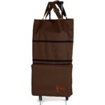 Ent Çanta MİNE Model Sessiz tekerlekli , Çok Fonksiyonlu,  Katlanabilir Teleskobik Kollu Seyahat ve Alışveriş Çantası-Kahve