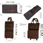 Ent Çanta MİNE Model Sessiz tekerlekli , Çok Fonksiyonlu,  Katlanabilir Teleskobik Kollu Seyahat ve Alışveriş Çantası-Kahve - Görsel 4