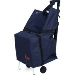 Ent Çanta MİNE Model Sessiz tekerlekli , Çok Fonksiyonlu,  Katlanabilir Teleskobik Kollu Seyahat ve Alışveriş Çantası-Lacivert