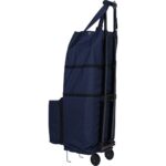 Ent Çanta MİNE Model Sessiz tekerlekli , Çok Fonksiyonlu,  Katlanabilir Teleskobik Kollu Seyahat ve Alışveriş Çantası-Lacivert - Görsel 3