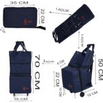 Ent Çanta MİNE Model Sessiz tekerlekli , Çok Fonksiyonlu,  Katlanabilir Teleskobik Kollu Seyahat ve Alışveriş Çantası-Lacivert - Görsel 5