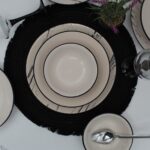 Arna Porselen Anka 48 Parça 12 Kişilik Siyah Desenli Yuvarlak Seramik Yemek Takımı, Mikrodalga ve Bulaşık Makinesine Uygun - Görsel 2