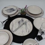 Arna Porselen Anka 48 Parça 12 Kişilik Siyah Desenli Yuvarlak Seramik Yemek Takımı, Mikrodalga ve Bulaşık Makinesine Uygun - Görsel 3