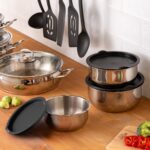 Emsan Karıştır Pişir Sakla 17 Parça Servis Gereçli Çelik Tencere Seti - Görsel 4