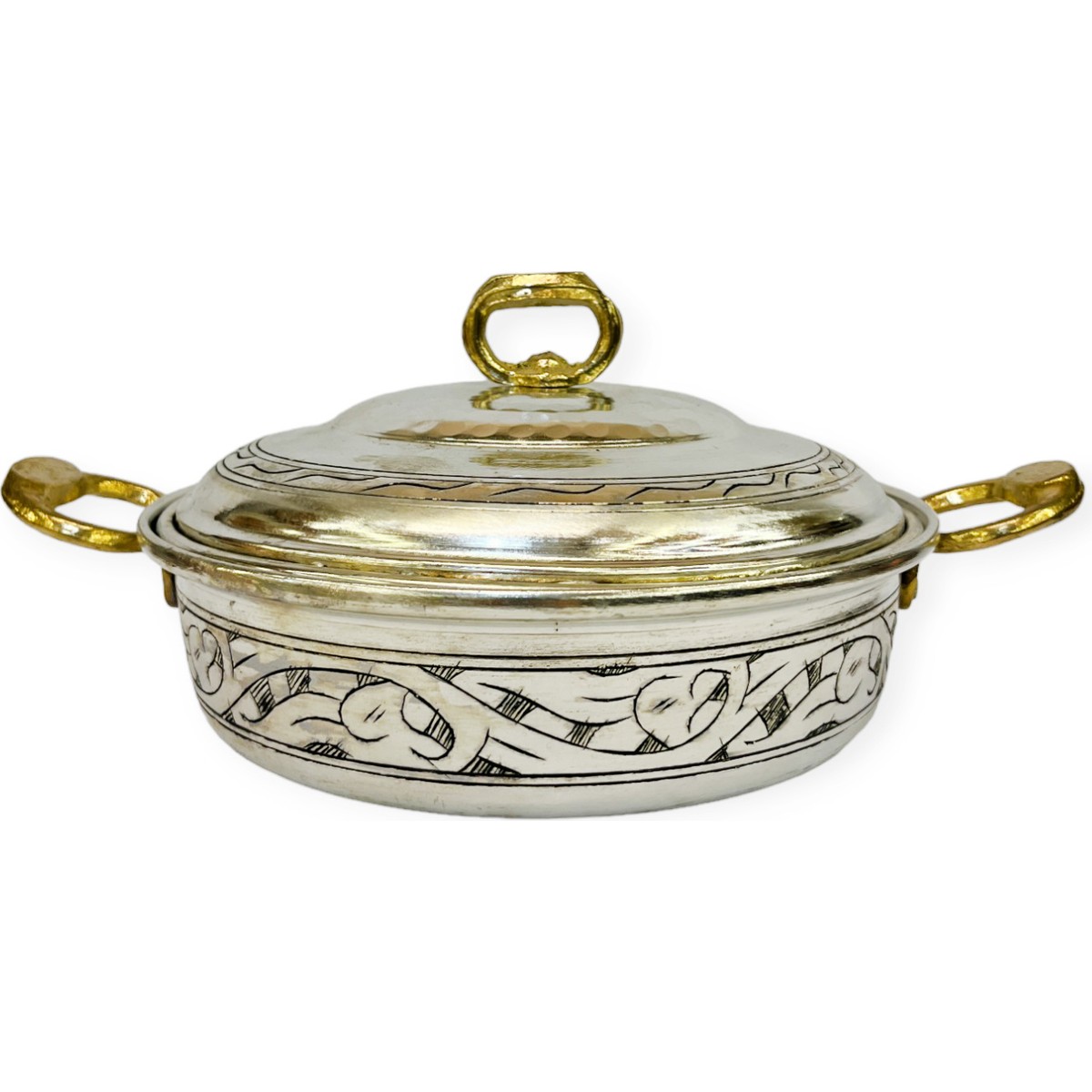 110000692193244.jpg Efemir Kalaylı Işlemeli Bakır Karnıyarık Tencere No:1 - Görsel 1