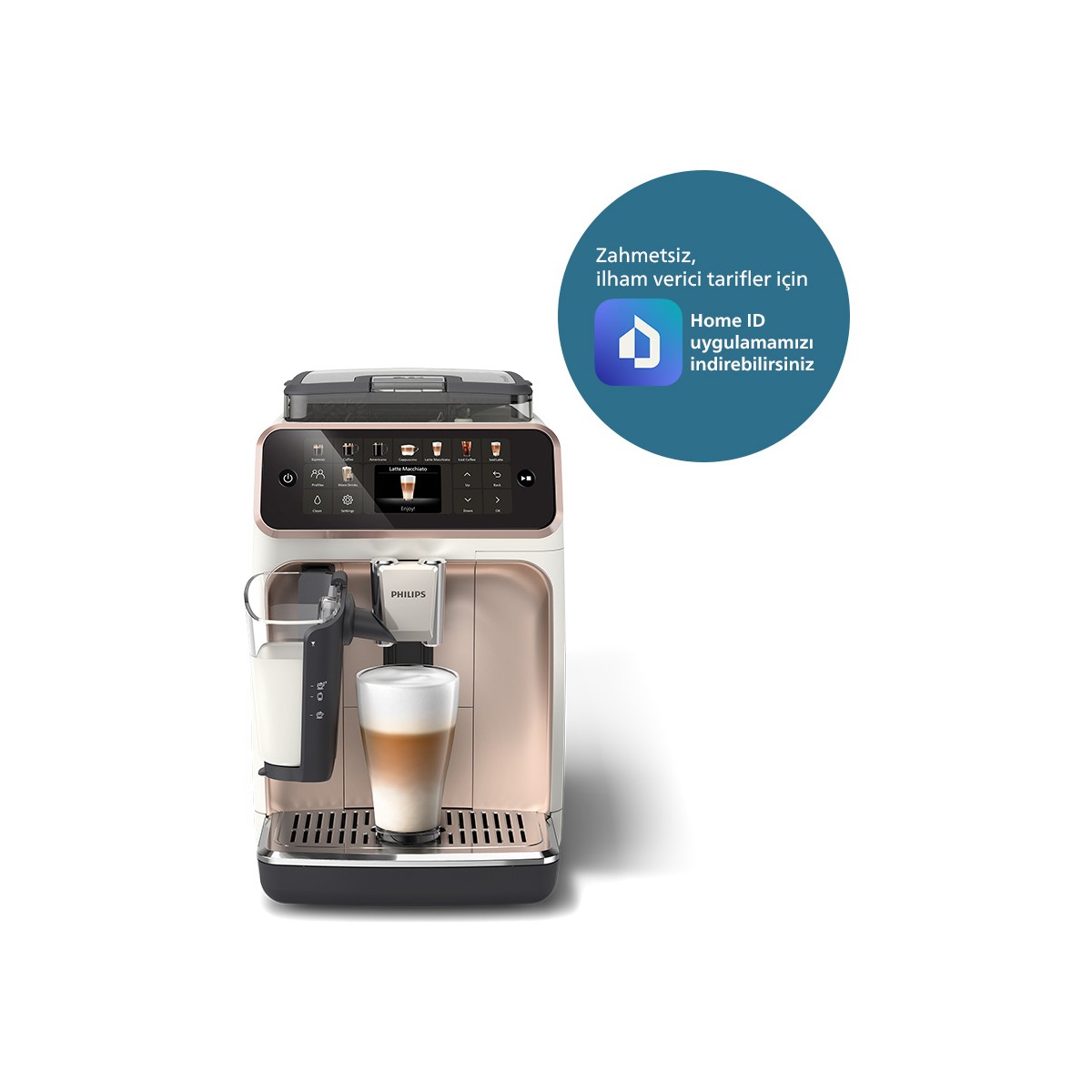 110000693869765.jpg Philips EP5543/80 5500 Serisi LatteGo Tam Otomatik Espresso Makinesi 20 Sıcak ve Soğuk İçecek, Renkli Dokunmatik Ekran, - Görsel 1