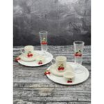 Yzhome 2 Kişilik Kiraz Porselen Kahve Fincan Takımı Seti Kahve Yanı Bardak ve Sunum Tepsi - Görsel 2