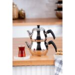 Acar Napoli Midi Paslanmaz Çelik İndüksiyon Tabanlı Çaydanlık Takımı 1,25 L + 1,60 L, Gümüş Renk, Bulaşık Makinesinde Yıkanabilir