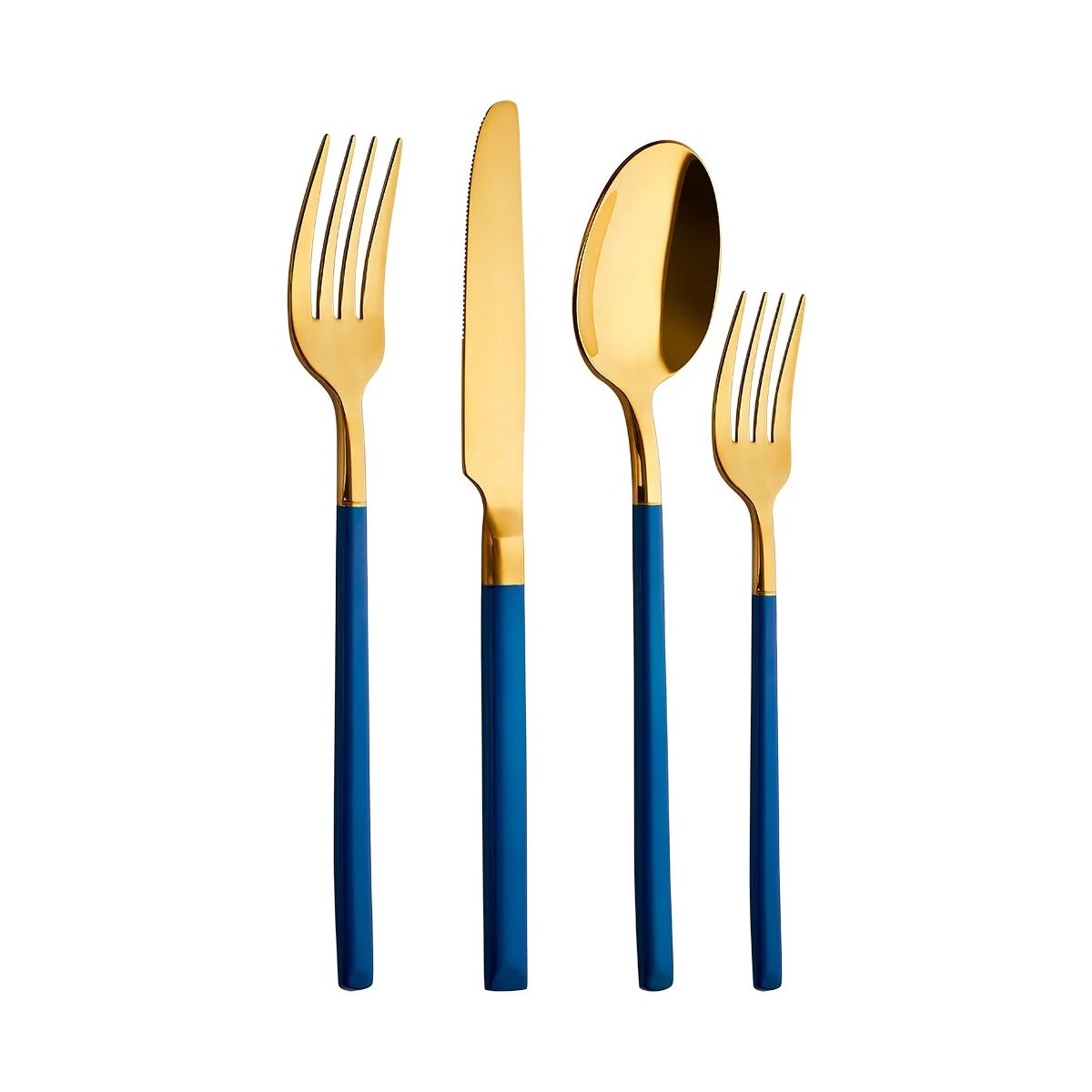110000696486106.jpg Aryıldız Soho Prestige Lacivert Gold Çatal Kaşık Bıçak 24 Parça - Görsel 1