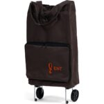 Ent Çanta Çiğdem Model Su Geçirmez, Ağır Yüklerde Yardımcı, 2 Tekerli ve Katlanabilir Alışveriş ve Seyahat Çantası 600 Denye-Kahve
