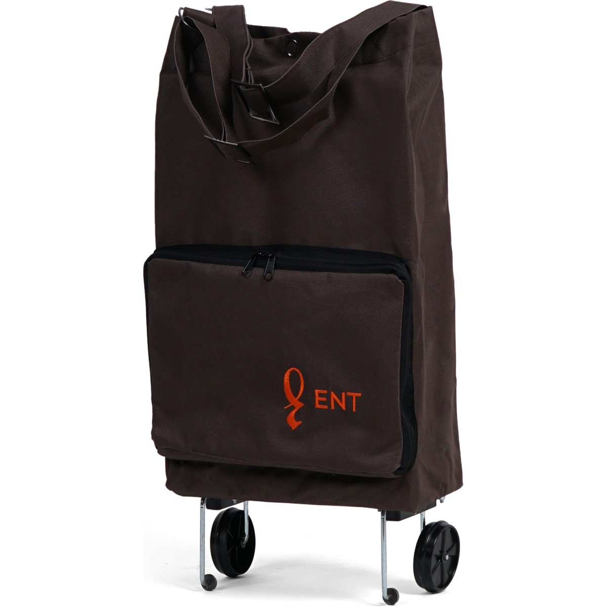 110000698548928.jpg Ent Çanta Çiğdem Model Su Geçirmez, Ağır Yüklerde Yardımcı, 2 Tekerli ve Katlanabilir Alışveriş ve Seyahat Çantası 600 Denye-Kahve - Görsel 1