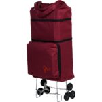 Ent Çanta MİLA Model Sessiz 6 Teker, Merdiven Çıkabilen, Katlanabilir Alışveriş ve Seyahat Çantası- Bordo