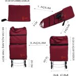 Ent Çanta MİLA Model Sessiz 6 Teker, Merdiven Çıkabilen, Katlanabilir Alışveriş ve Seyahat Çantası- Bordo - Görsel 5