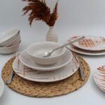 Arna Porselen Ekose 16 Parça 4 Kişilik Karamel Yemek Takımı Düz - Görsel 4