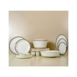 Evaliza Alaia Black Gold Leaves 2mm Altın 12 Kişilik 60 Parça Porselen Yemek Takımı