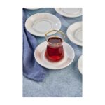Cooker Özel Alaçatı Sade Desensiz Porselen Çay Tabak 6 Adet CKR4153 - Görsel 2