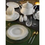 Aryıldız AR34019 Bone Porselen Wave 60 Parça Yemek Takımı Gold - Görsel 2