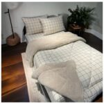 Yılmaz Tekstil Denizli Tek Kişilik Welsoft Yorgan Çift Taraflı Uyku Seti | Lastikli Çarşaflı | Krem Kare | Çeyiz Seti  | Çeyiz Takımı