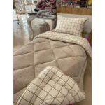 Yılmaz Tekstil Denizli Tek Kişilik Welsoft Yorgan Çift Taraflı Uyku Seti | Lastikli Çarşaflı | Krem Kare | Çeyiz Seti  | Çeyiz Takımı - Görsel 3